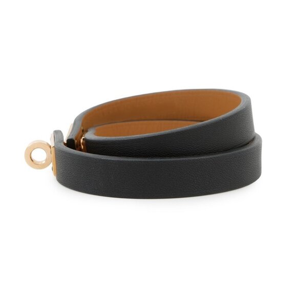 HERMES Double Tour Bracelet Size T2 Swift Leather Black - Picture 8 of 10